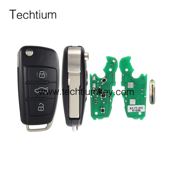 433mhz  ID48 chip ASK FCC:8E0837220Q/8E0837220K/8E0837220D 3 button remote key for Audi A4